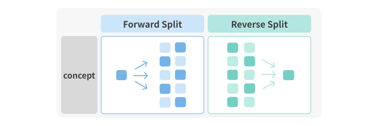 Different types of stock split.