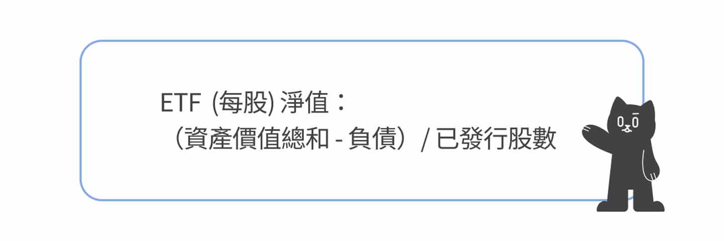 ETF每股淨值的計算方式說明圖。